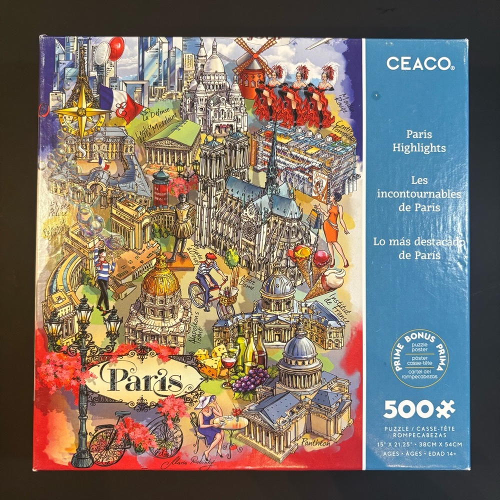 3/$20 🧩 Paris Highlights 500 Piece Jigsaw Puzzle by Ceaco